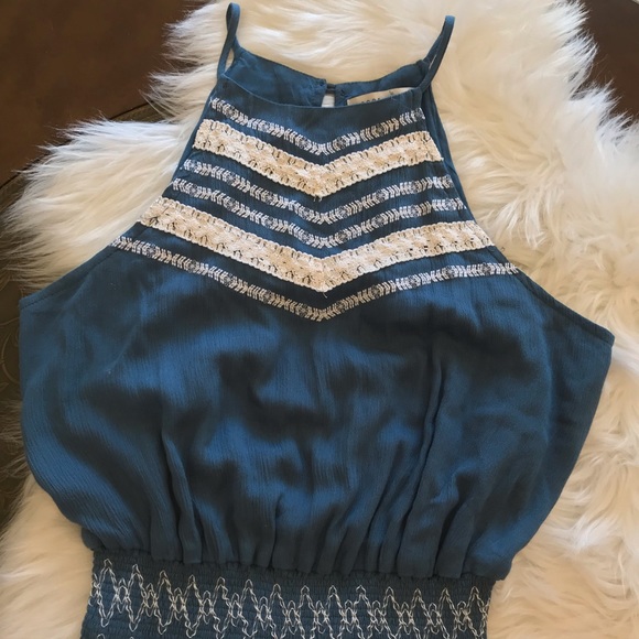 Paper Crane Pants - Paper Crane Blue & White Romper Small